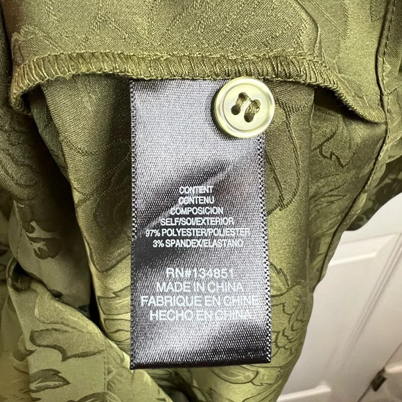 WAYF Women's Olive Green Floral Ex Boyfriend Shirt Button-Up Long Sleeve Size M - Picture 12 of 14